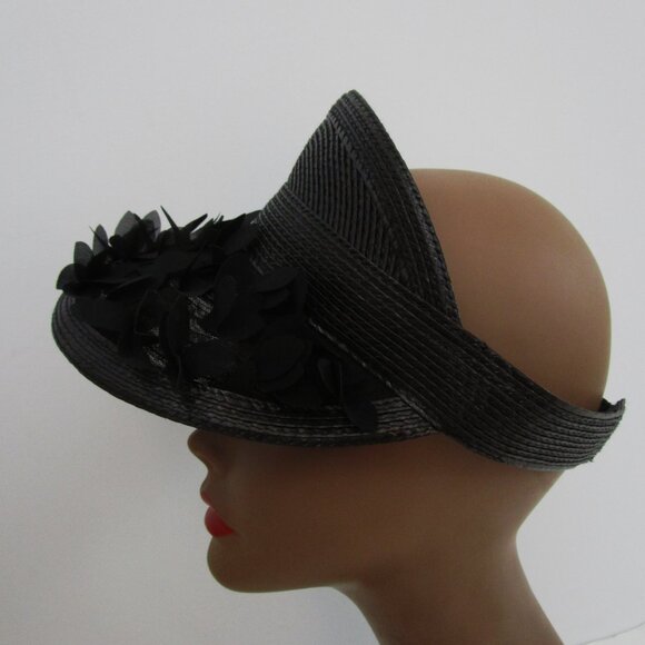 Fun Black Visor Brim Cap Hat Baseball Silk Flowers - Picture 5 of 9